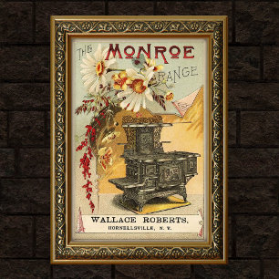 Poster Publicité pour un poêle en fonte orné vintage