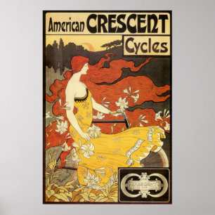 Poster Publicité sur les cycles du croissant Vintage amér