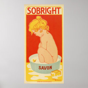 Poster Publicité vintage 1899 française de savon belge