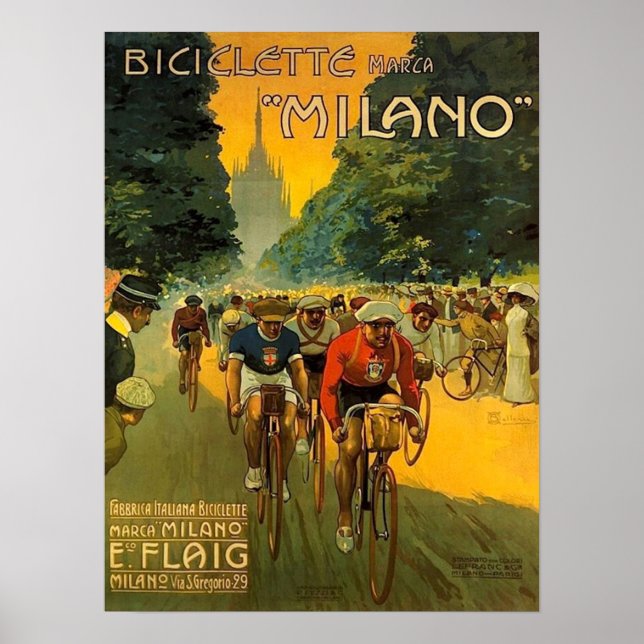 Poster Publicité vintage à vélo italienne (Devant)