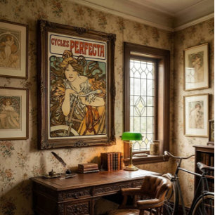 Poster Publicité vintage Art Nouveau à vélo par Alphonse