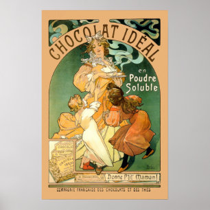 Poster Publicité vintage Art Nouveau pour le chocolat par