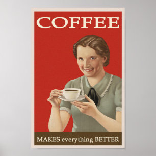 Poster Publicité Vintage au café