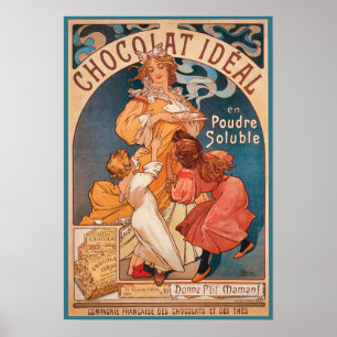 Poster Publicité Vintage au chocolat français