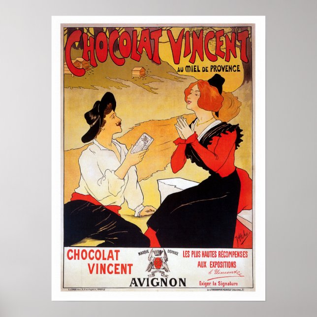 Poster Publicité vintage au chocolat français (Devant)