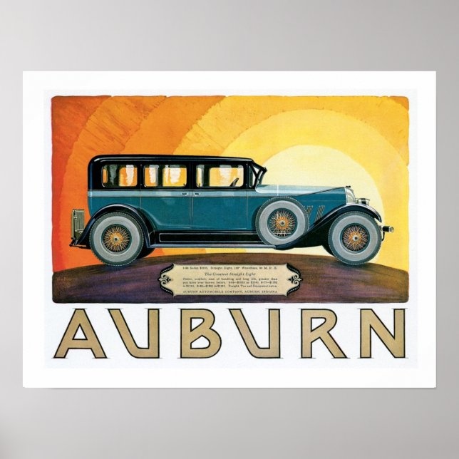 Poster Publicité vintage Auburn Motors Sunburst (Devant)