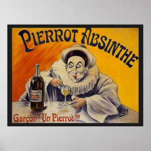 Poster Publicité vintage d'absinthe de Pierrot de