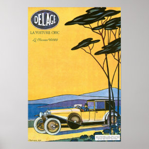 Poster Publicité vintage d'automobile de ~ de Delage