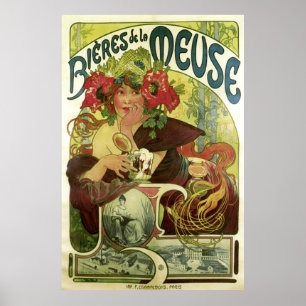 Poster Publicité vintage de bière de Mucha