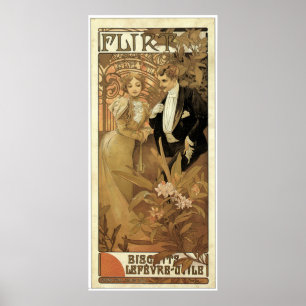 Poster Publicité vintage de biscuits de flirt de Mucha