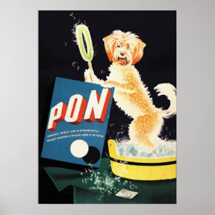 Poster Publicité vintage de blanchisserie