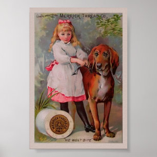 Poster Publicité vintage de filetage à coudre