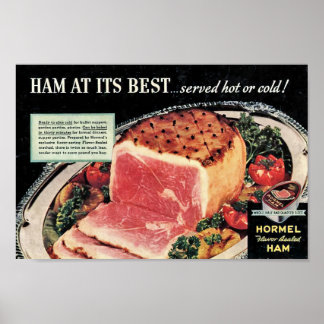 Poster Publicité vintage de jambon en conserve HORMEL Fla