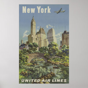 Poster Publicité vintage de lignes aériennes