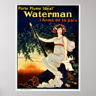 Poster Publicité vintage de plume Waterman