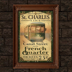 Poster Publicité vintage de tramway de la rue de La Nouve