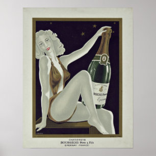 Poster Publicité vintage de vin français et d'alcool
