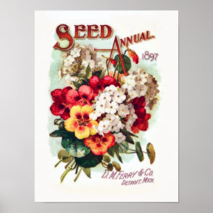 Poster Publicité Vintage des semences de fleurs de ferrie