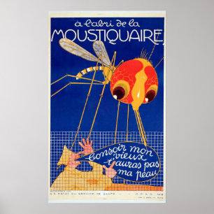 Poster Publicité vintage française de lutte antimoustique