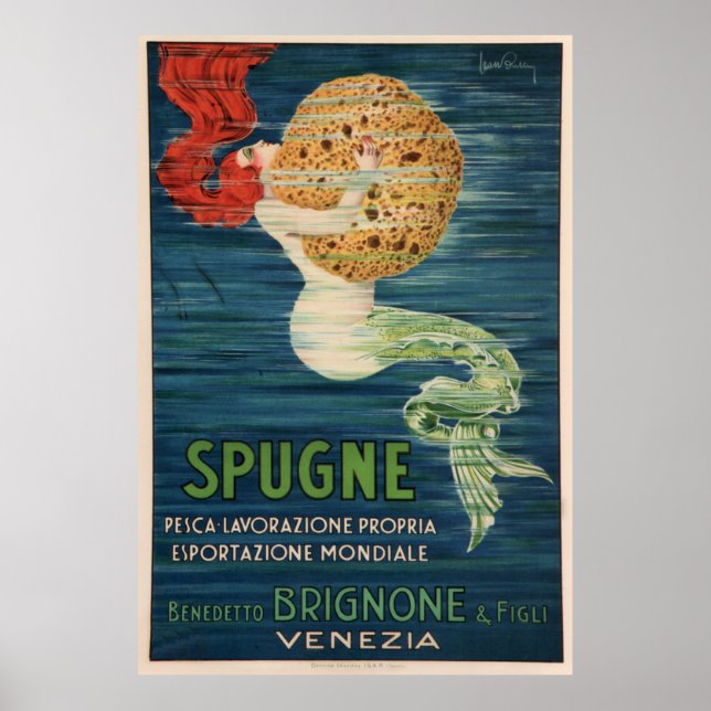 Poster Publicité vintage Française Éponge Sirène (Devant)