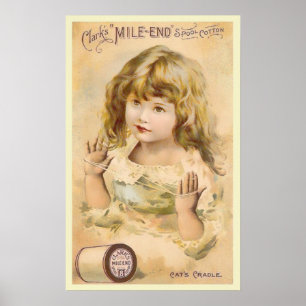 Poster Publicité Vintage sur le fil de coton féminin