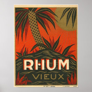 Poster Publicité vintage sur rhum