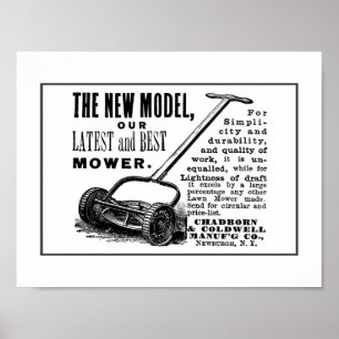 Poster Publicité vintage tondeuse à gazon