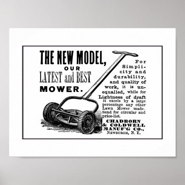 Poster Publicité vintage tondeuse à gazon (Devant)