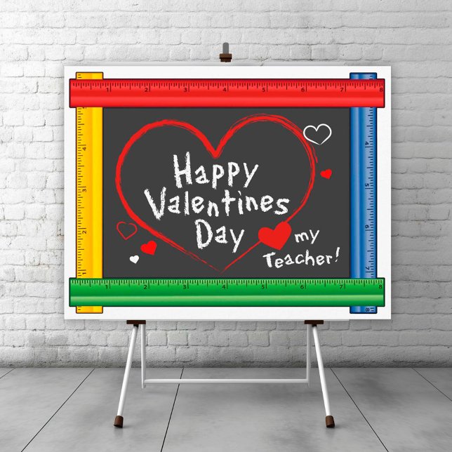 Poster Publiez vos voeux de Saint-Valentin pour l'enseign (Post Your Valentine’s Day Wishes for Teacher Poster! )