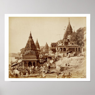 Poster Pud Vishnu et autres temples, Bénarès (sepia photo