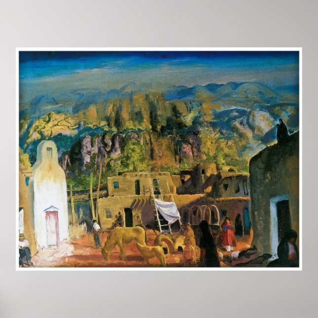 Poster Pueblo, Tesuque, Numéro Un par George Bellows 1917 (Devant)