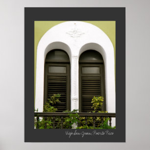 Poster Puerto Rico Green Spanish Architecture Windows