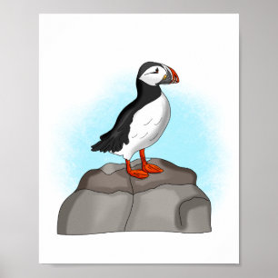 Poster Puffin à main fine