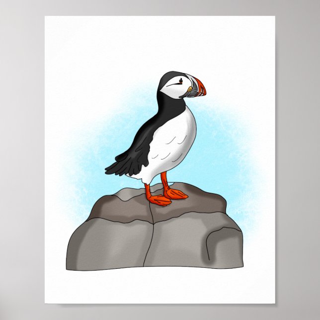 Poster Puffin à main fine (Devant)