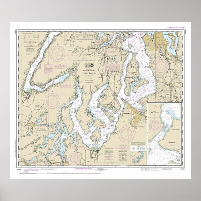 Poster Puget Sound Partie sud Graphique nautique 18448 (Devant)