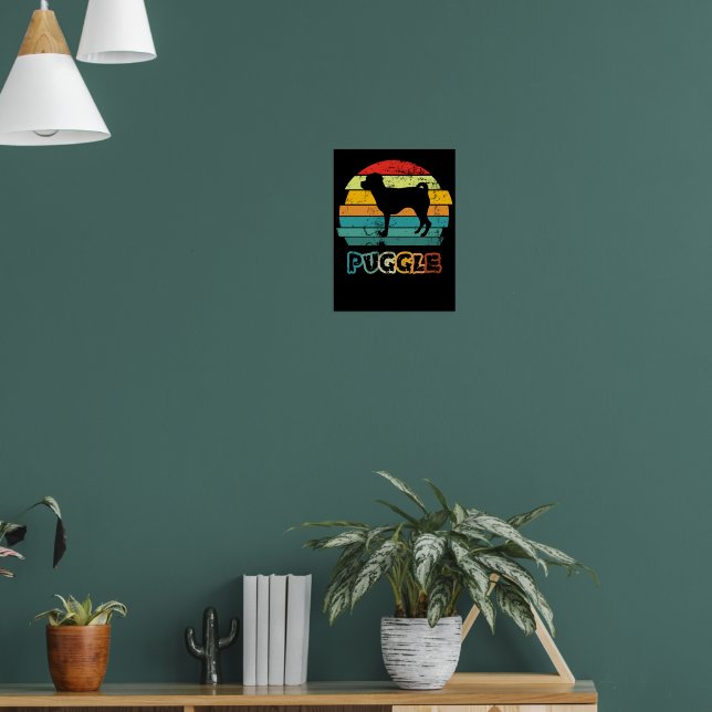 Poster Puggle Coucher de Soleil Rétro (Salon 1)