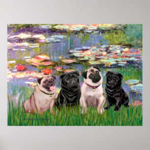 Poster Pugs (Quatre) - Lilies2