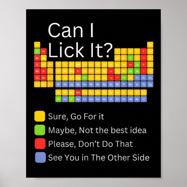 Poster Puis-je le Lick Table périodique Enseignant Enfant (Devant)