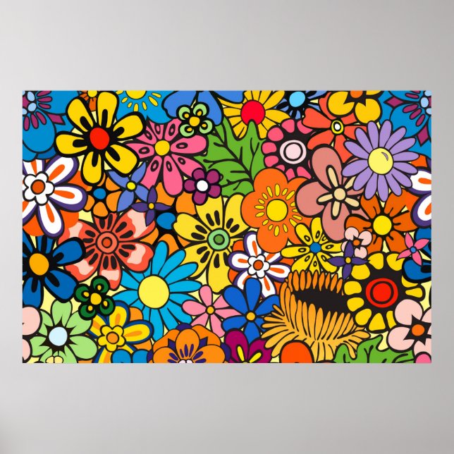 Poster Puissance des fleurs colorées (Devant)