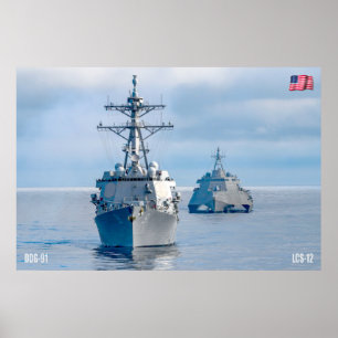 Poster PUISSANCE MARITIME - Navires de la marine américai