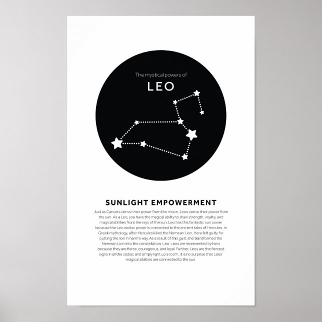 Poster Puissance mystique Leo Astrologie Star Sign Zodiac (Devant)