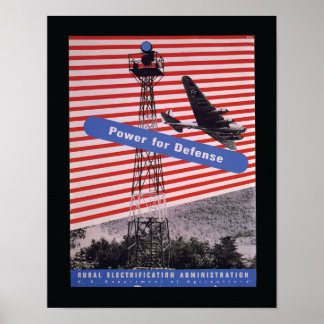 Poster "Puissance pour la défense" WPA Vintage Imprimer 1