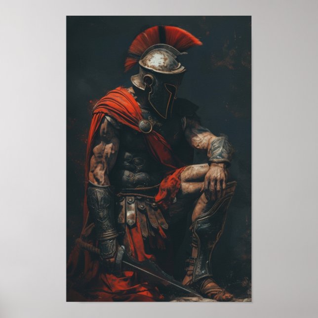 Poster puissant Spartan Warrior Kneeling (Devant)