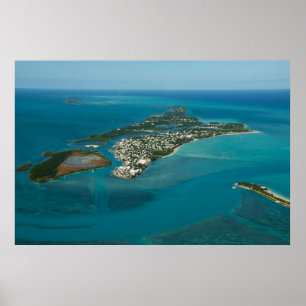 Poster Puits et île espagnols de Russell, Bahamas