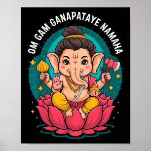 Poster Puja hindou Ganesha Dieu éléphant Inde Méditation