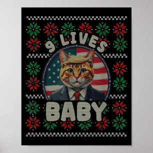 Poster Pull Trump Chat Neuf Vies Sweat de Noël Drôle et L