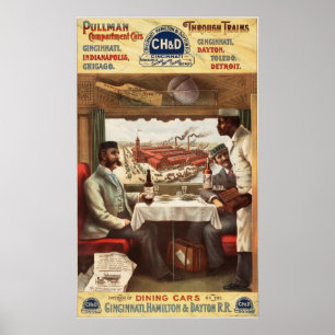 Poster Pullman wagon restaurant dans le train