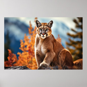 Poster Puma Animal Faune Wilderness Mur Art coloré