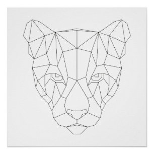 Poster Puma Head Géométrique Noir & Blanc Art Moderne Imp
