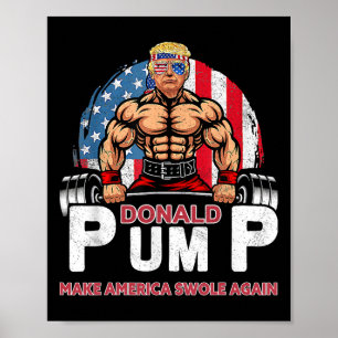 Poster Pump America Swole Again Drôle Trump 2024